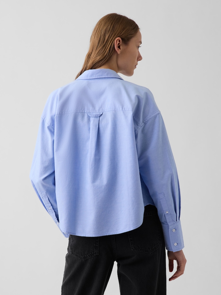 Organic Cotton Oversized Crop Oxford Shirt