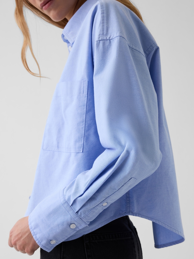 Organic Cotton Oversized Crop Oxford Shirt