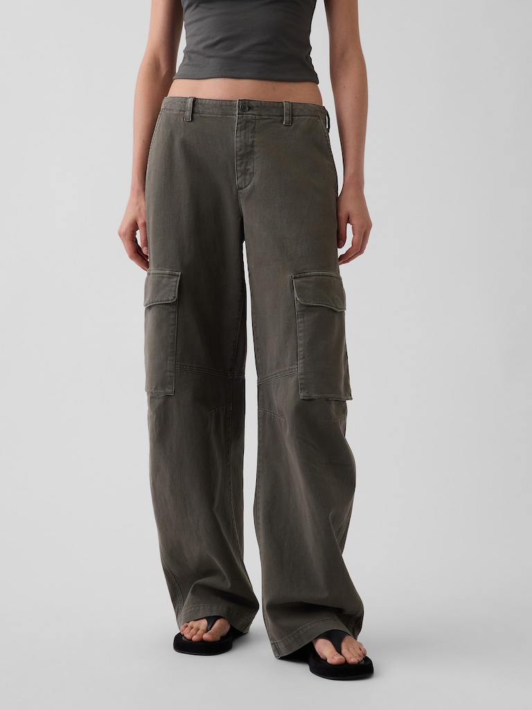 Low Rise Twill Baggy Barrel Cargo Pants
