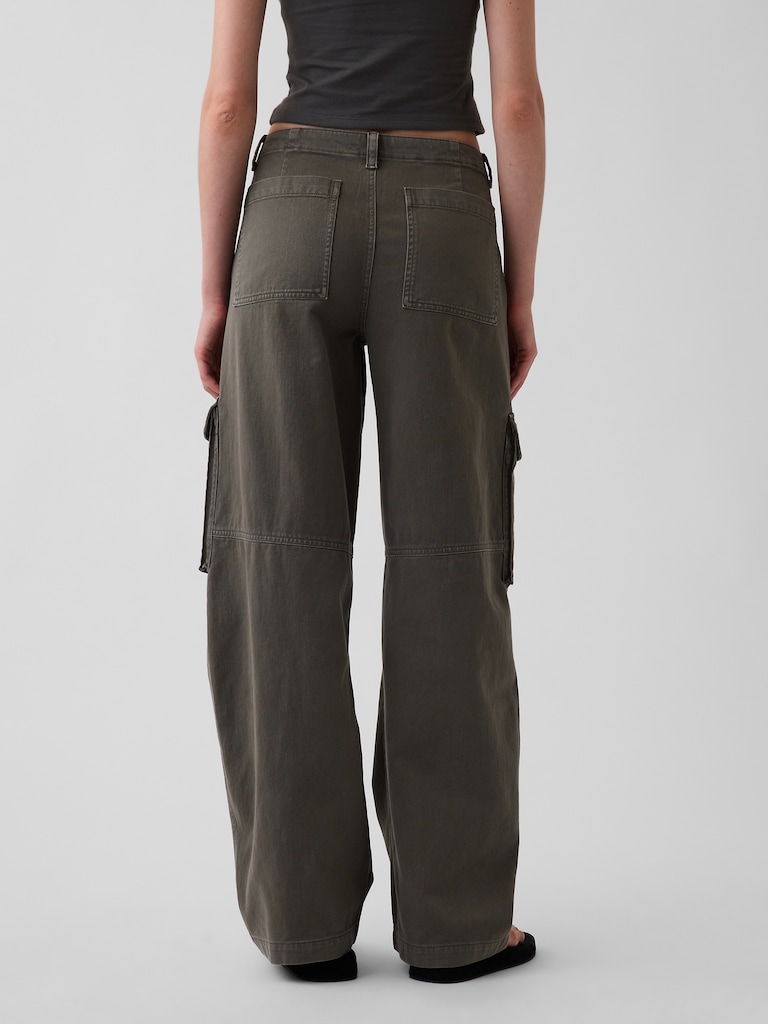 Low Rise Twill Baggy Barrel Cargo Pants