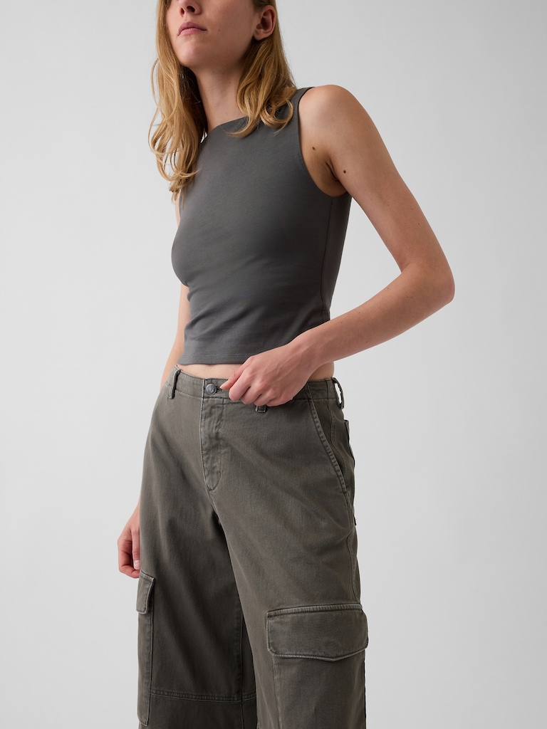 Low Rise Twill Baggy Barrel Cargo Pants