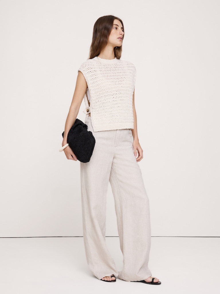 Open Side-Button Sweater Vest
