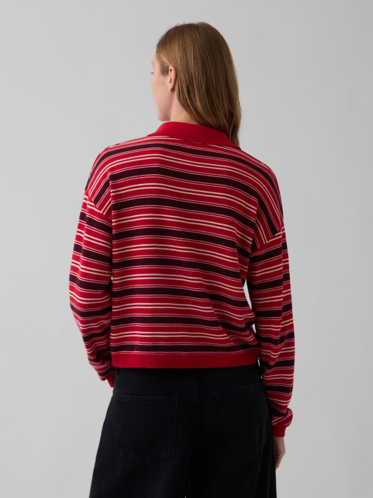 100% Cotton Relaxed Polo Sweater
