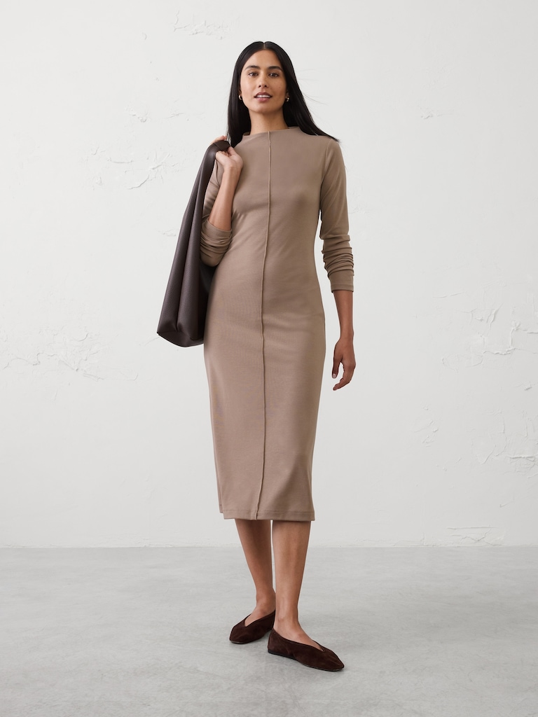 Cozy Ribbed Knit Midi Dress