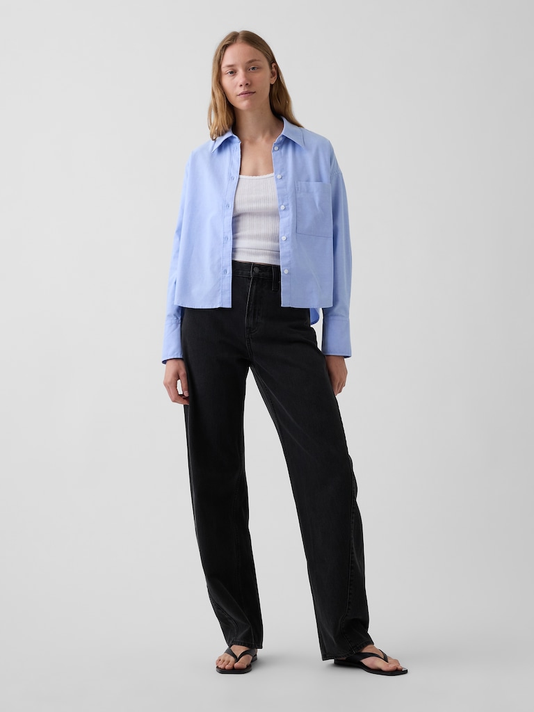 Organic Cotton Oversized Crop Oxford Shirt