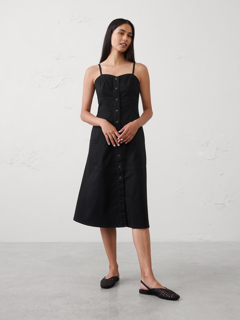 Corset Button-Down Midi Dress
