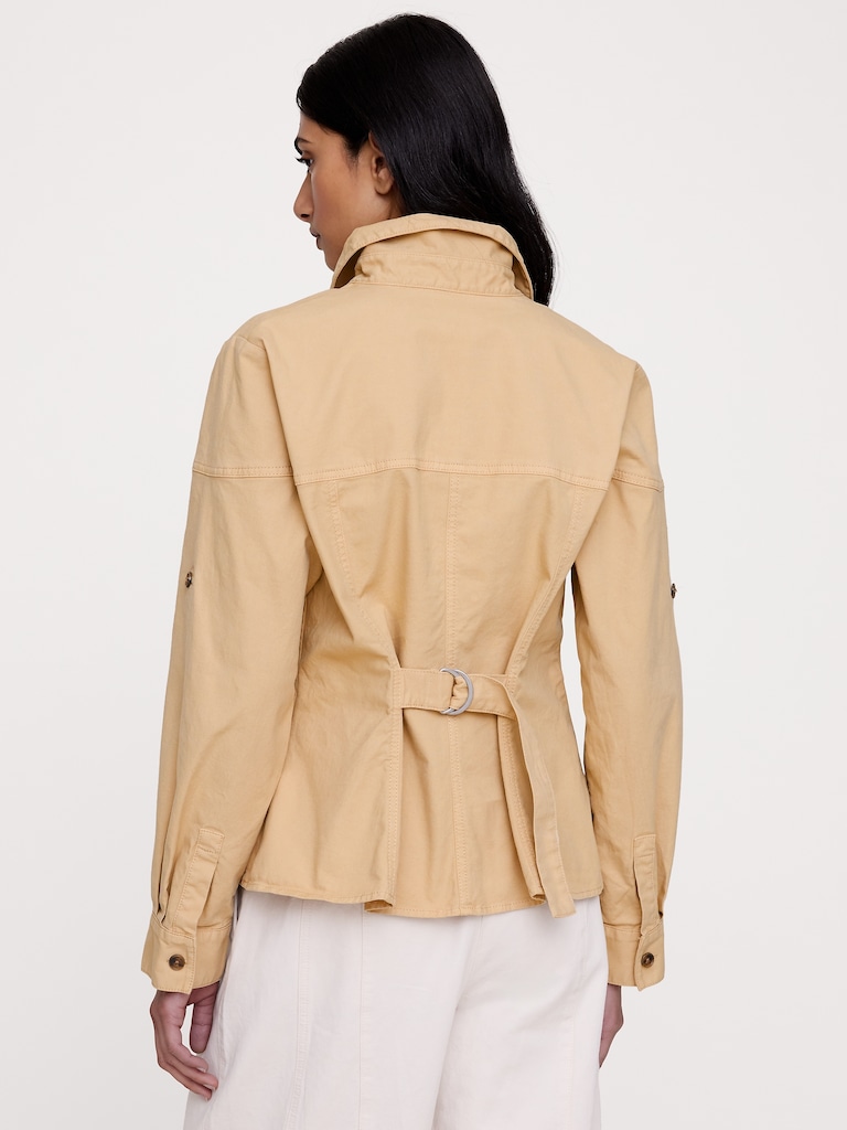 Stretch-Cotton Pleated-Waist Top