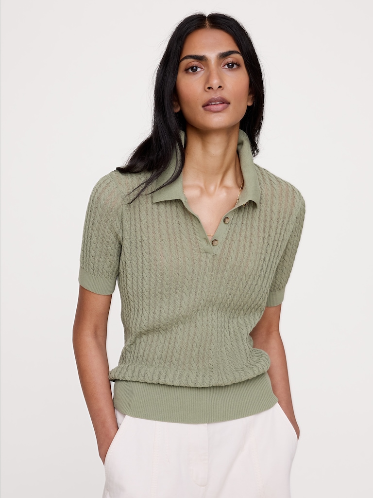 Polo en tricot froissé