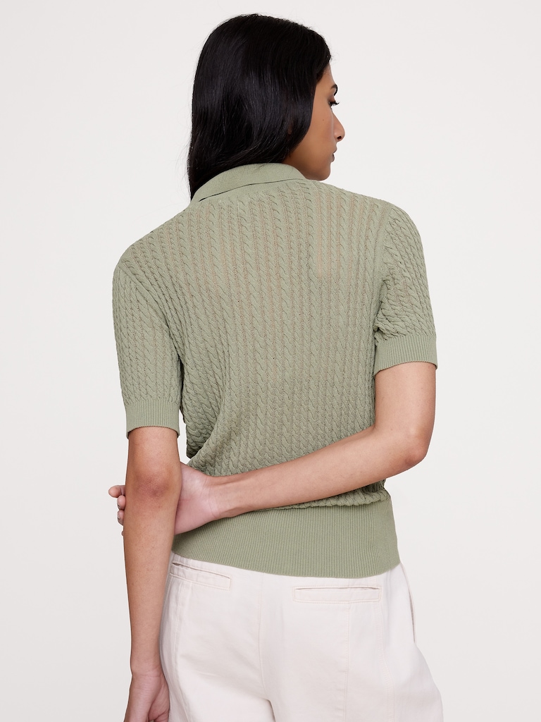 Polo en tricot froissé