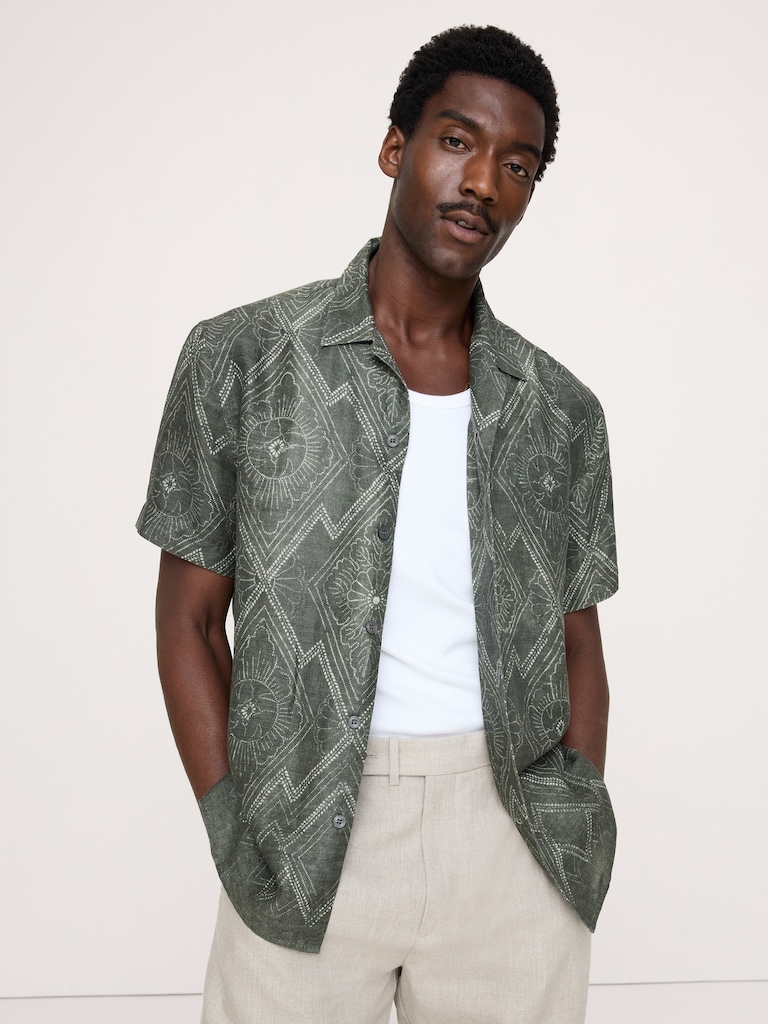 Chemise de vacances coupe standard en lin