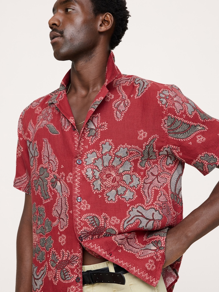 Standard-Fit Linen Resort Shirt