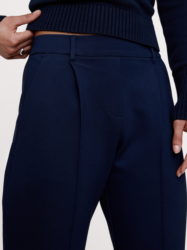 High-Rise Slim Drapey Ponte Pull-On Pant
