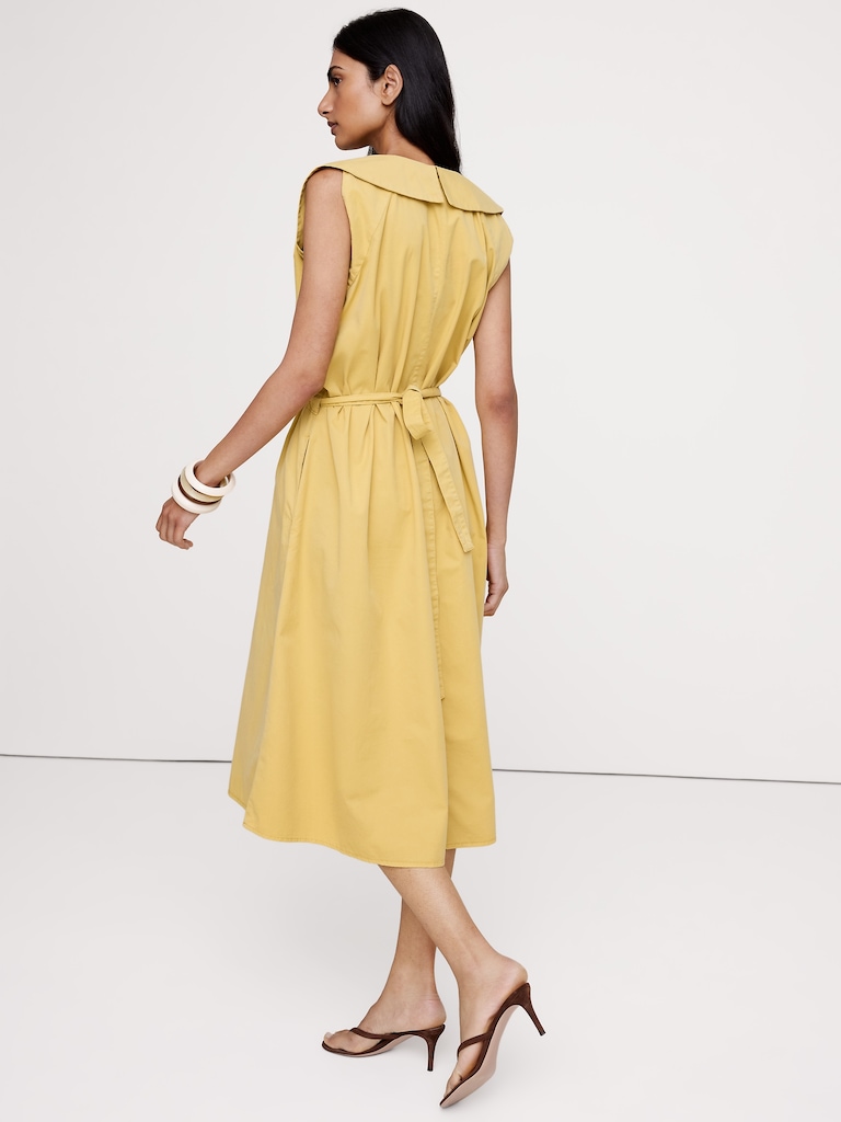 Cotton Twill Cinch-Waist Dress
