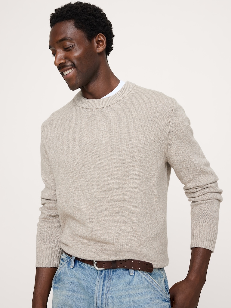 Marled Cotton-Cashmere Crew-Neck Sweater