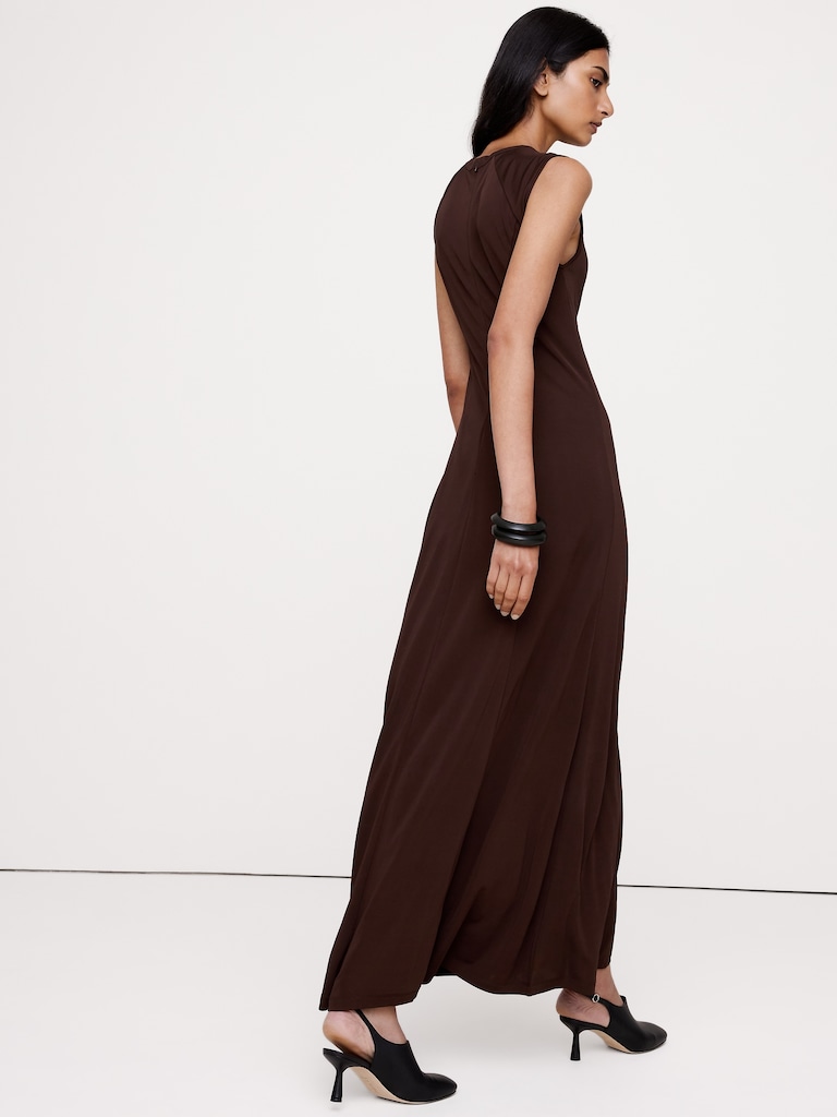 Matte Jersey Paneled Maxi Dress