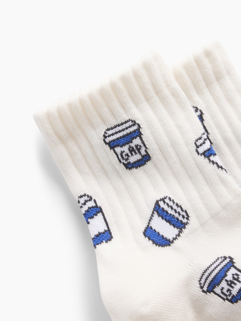 NYC Icon Print Half Crew Socks