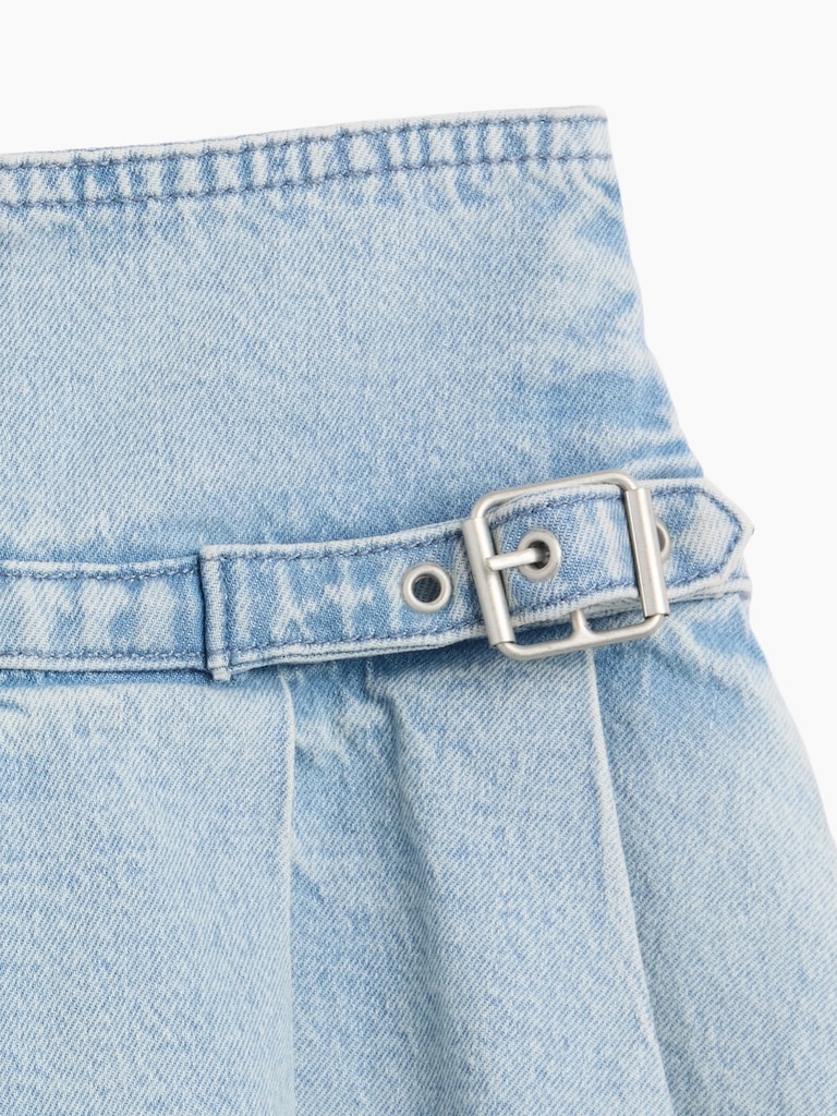 Kids Denim Pleated Mini Skirt