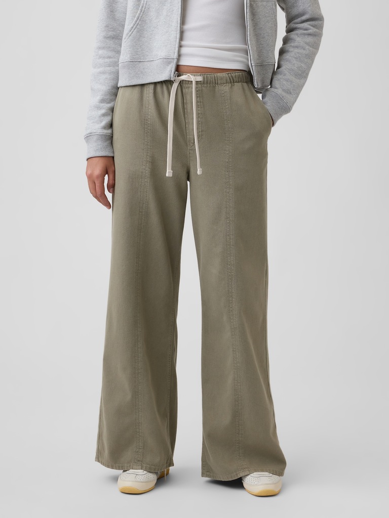 Mid Rise SuperLight Pull-On Wide-Leg Jeans