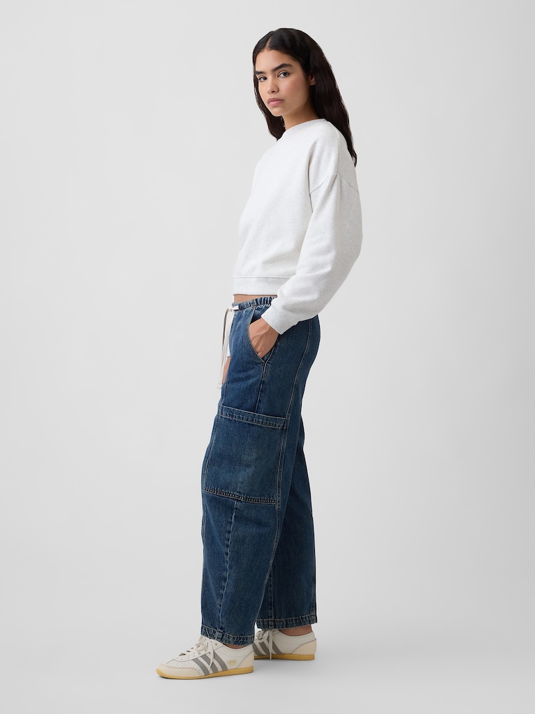 Mid Rise SuperSoft Pull-On Barrel Jeans