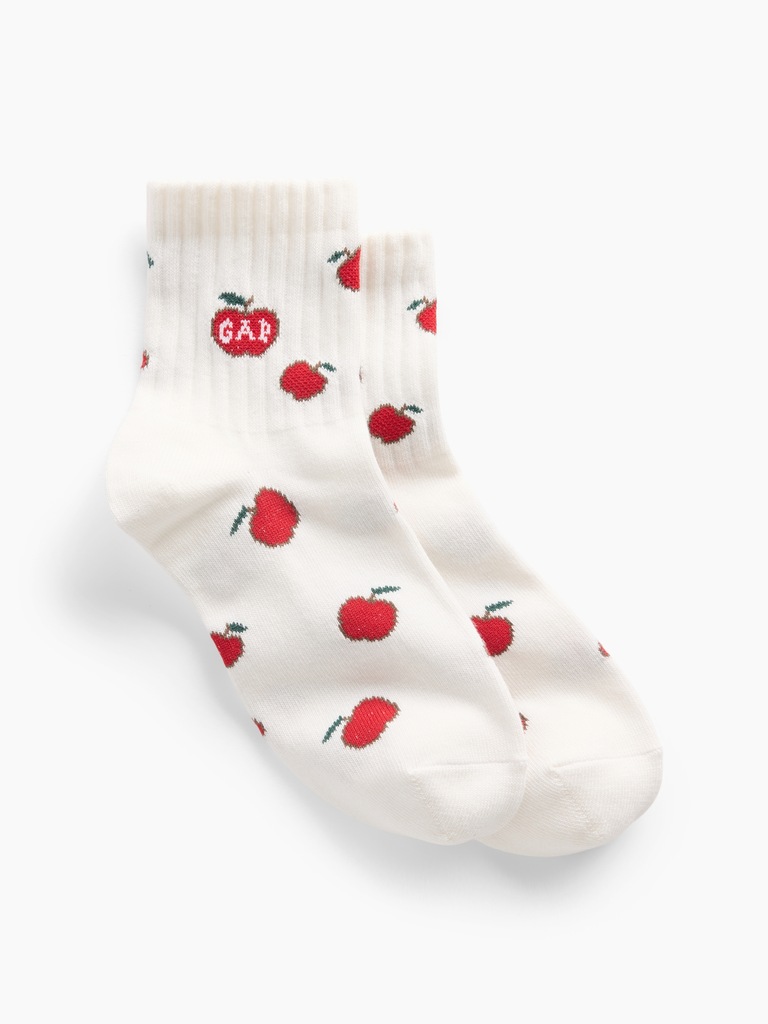 NYC Icon Print Half Crew Socks