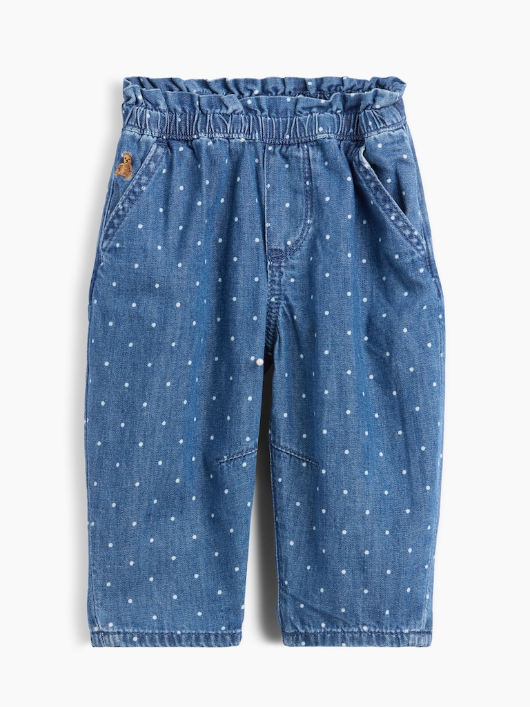 Baby Polka Dot Pull-On Ruffle Barrel Jeans