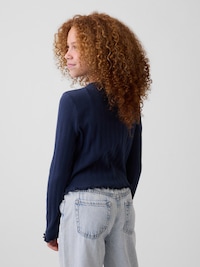 Kids Pointelle Rib Cardigan