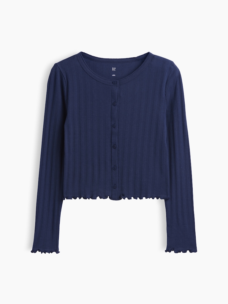Kids Pointelle Rib Cardigan
