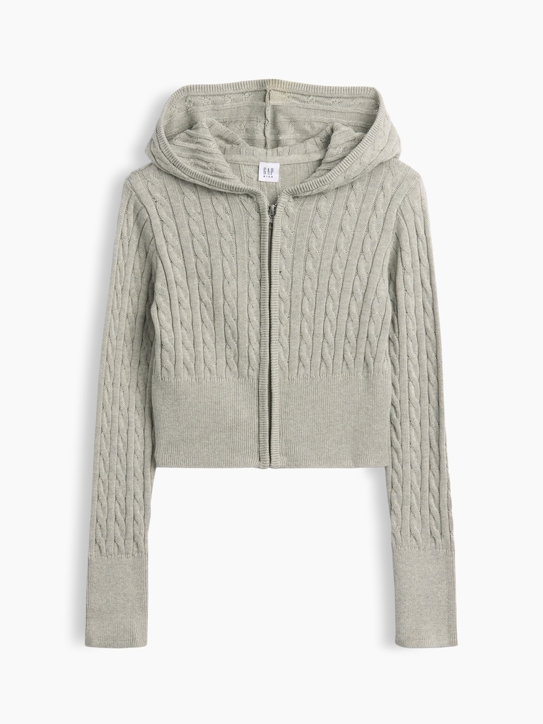 Kids Cable-Knit Sweater Zip Hoodie