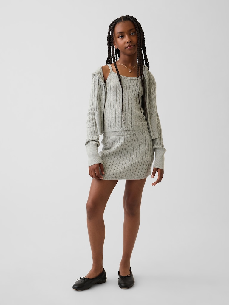 Kids Cable-Knit Sweater Zip Hoodie