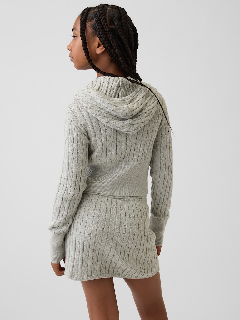 Kids Cable-Knit Sweater Zip Hoodie