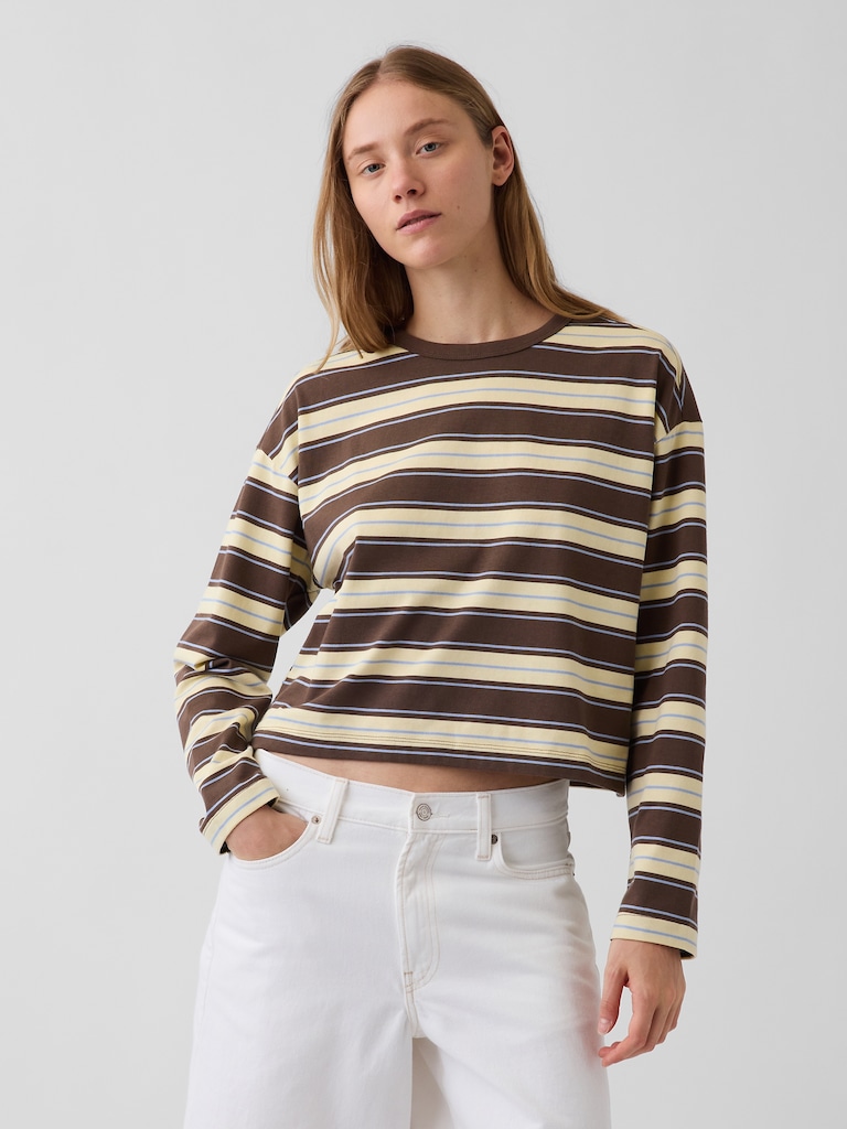 Knit Oversized Crop T-Shirt