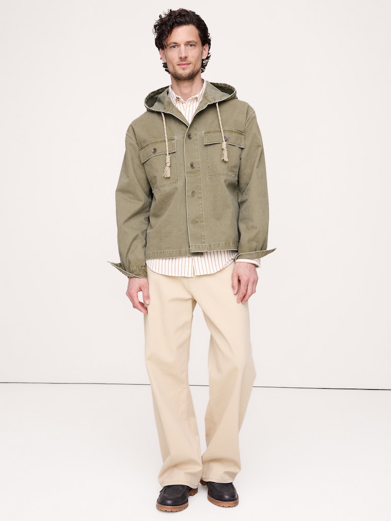 Cotton Twill Hooded Overshirt