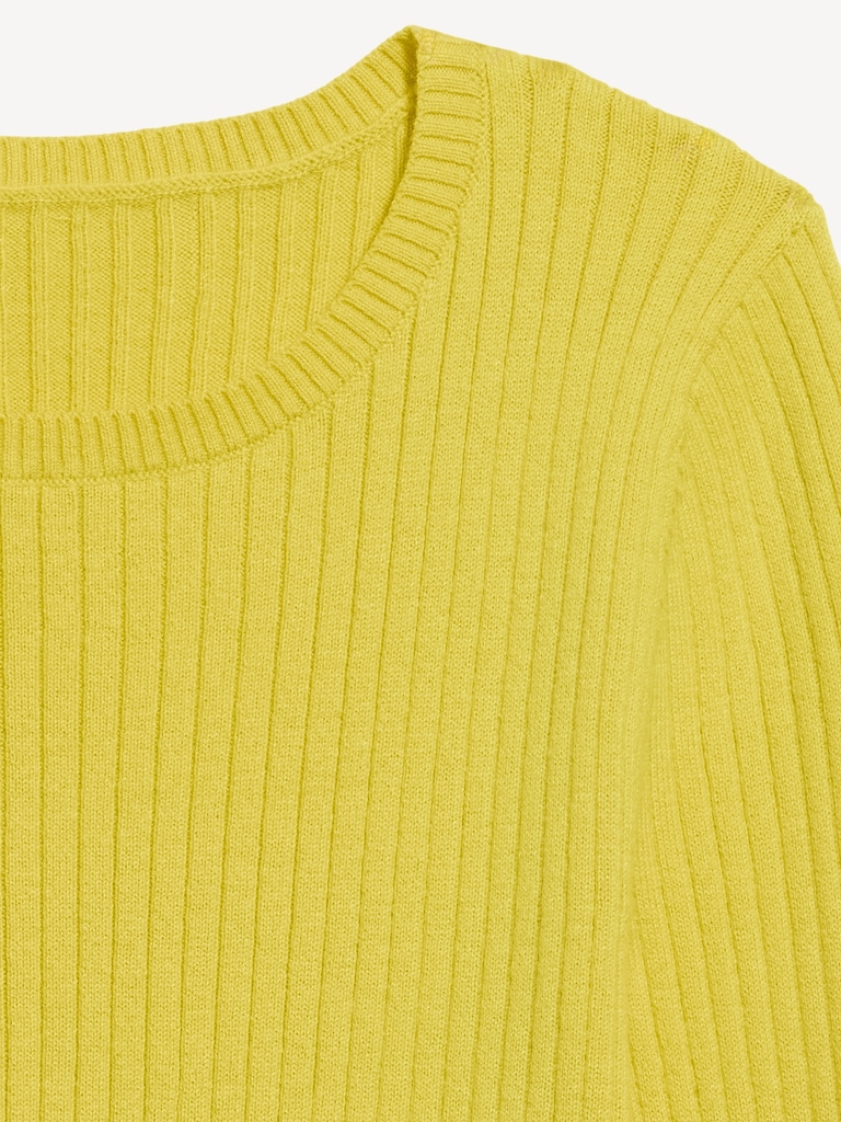 Crew-Neck Long-Sleeve Ribbed Top