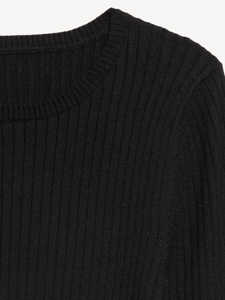 Crew-Neck Long-Sleeve Ribbed Top