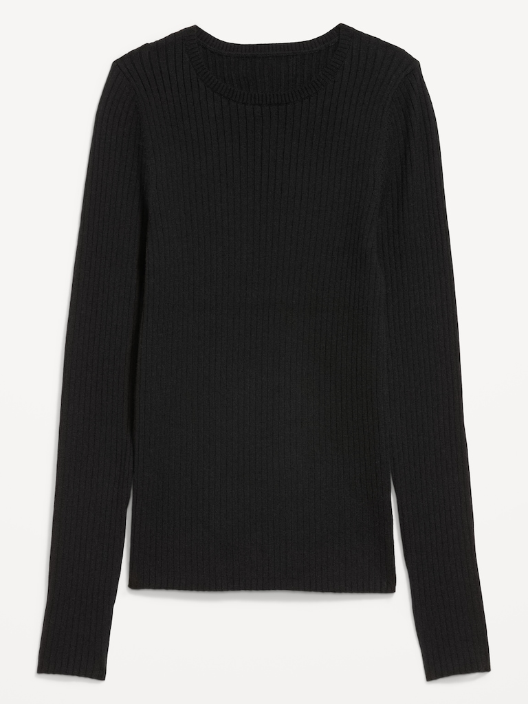 Crew-Neck Long-Sleeve Ribbed Top
