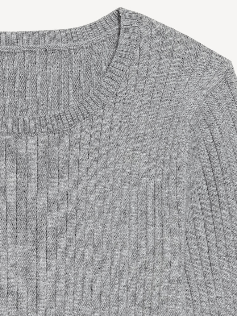 Crew-Neck Long-Sleeve Ribbed Top