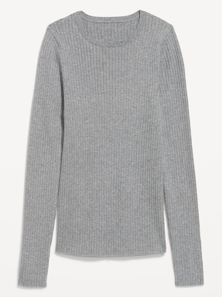 Crew-Neck Long-Sleeve Ribbed Top
