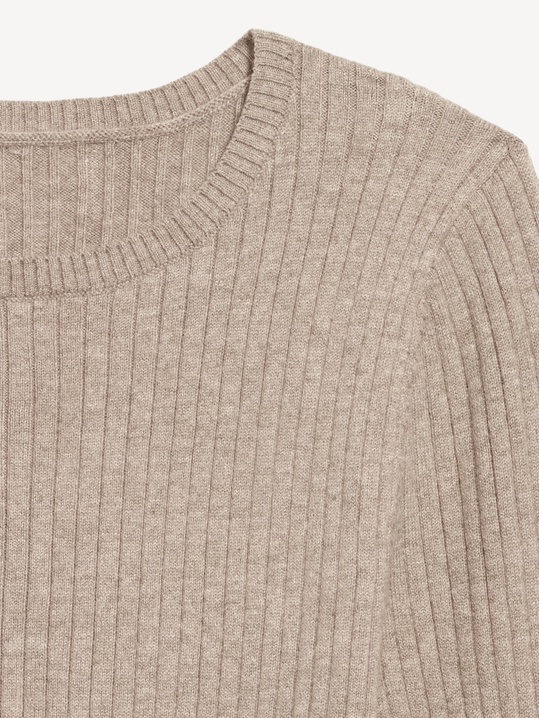 Crew-Neck Long-Sleeve Ribbed Top