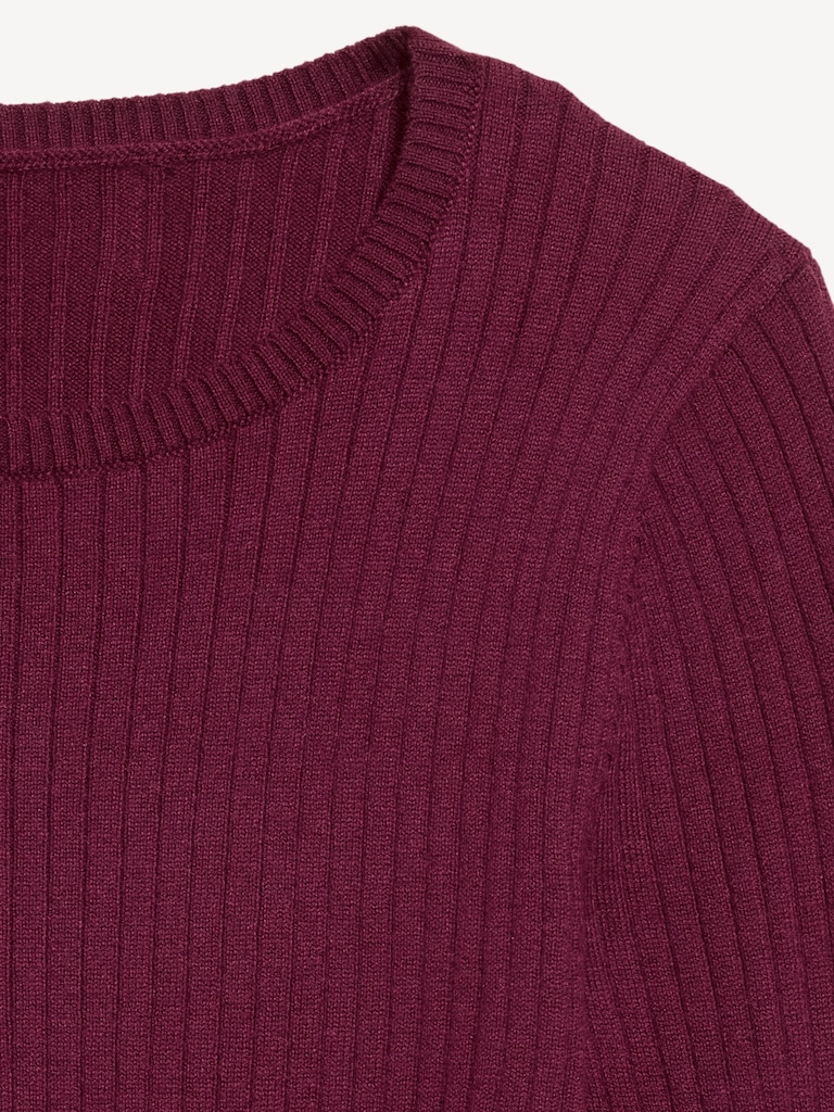 Crew-Neck Long-Sleeve Ribbed Top