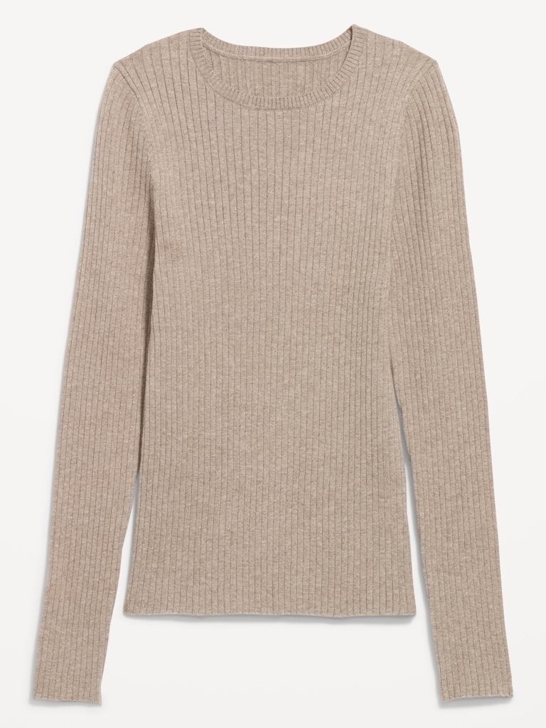 Crew-Neck Long-Sleeve Ribbed Top