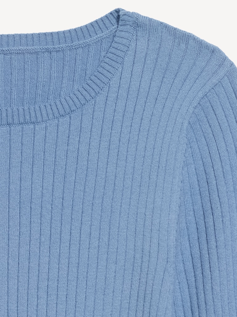 Crew-Neck Long-Sleeve Ribbed Top