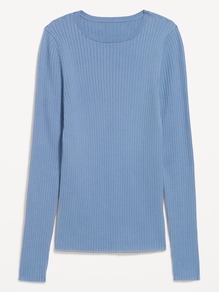 Crew-Neck Long-Sleeve Ribbed Top