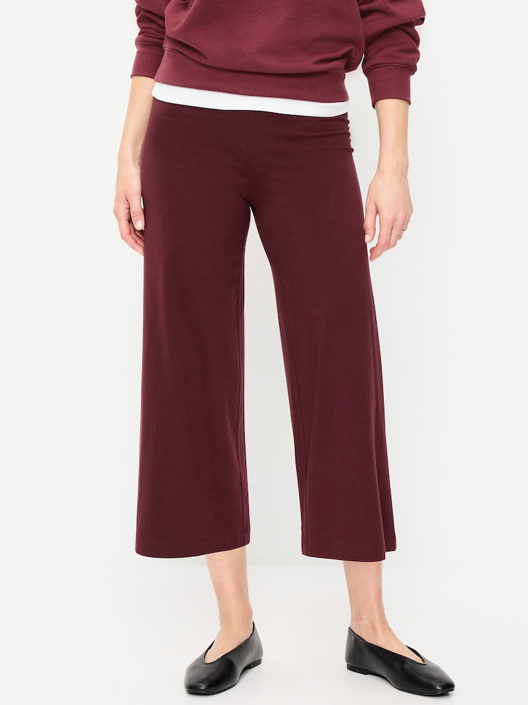 High-Waisted Fashion Wide-Leg Cropped Leggings