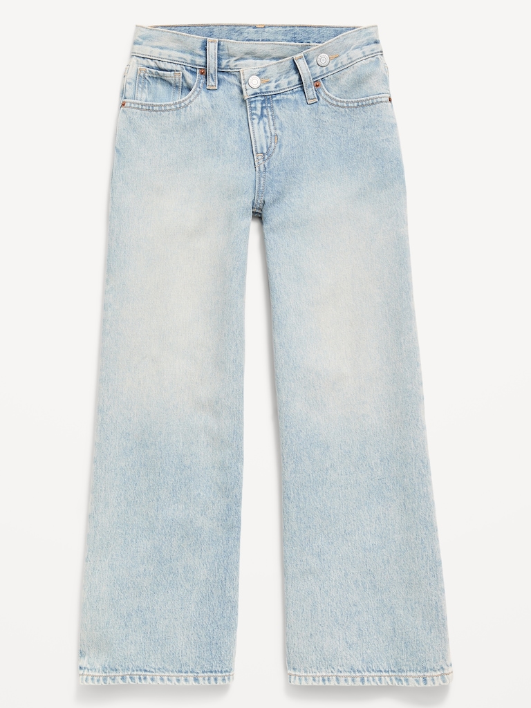 Jean à ceinture croisée coupe très généreuse à jambe large pour fille