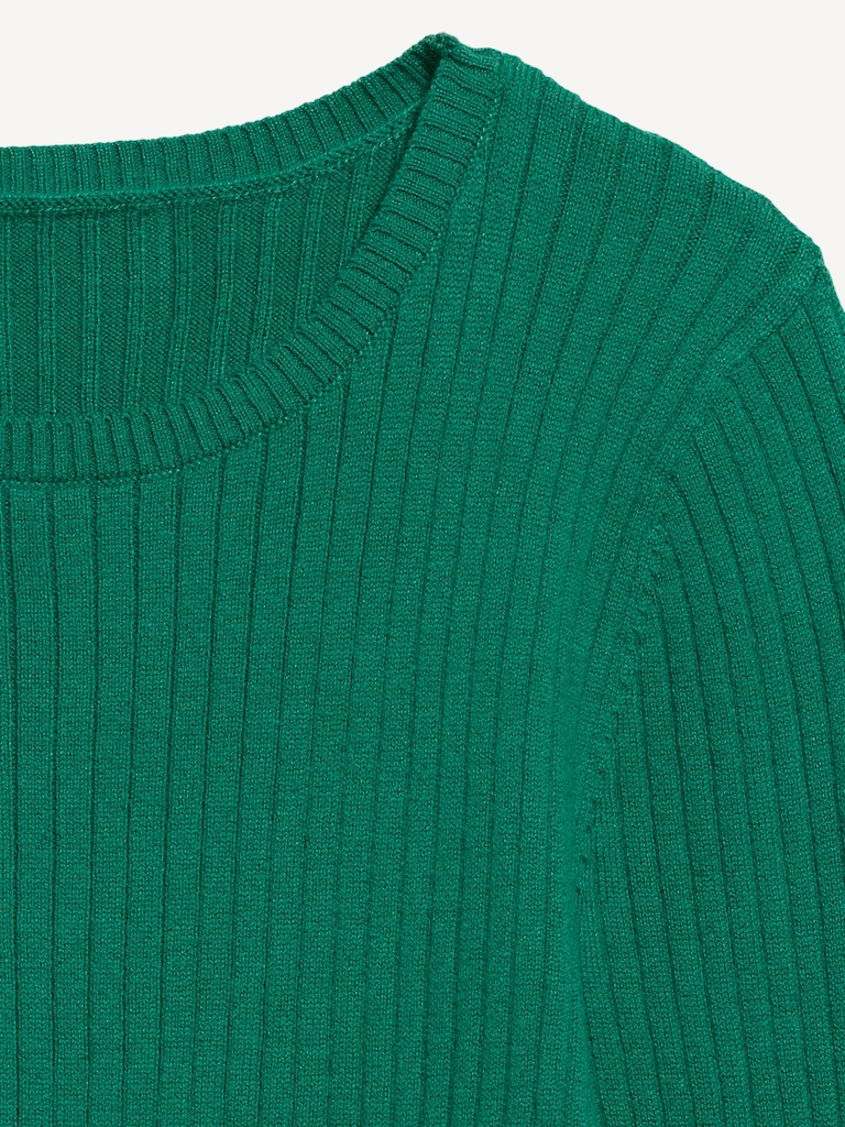 Crew-Neck Long-Sleeve Ribbed Top