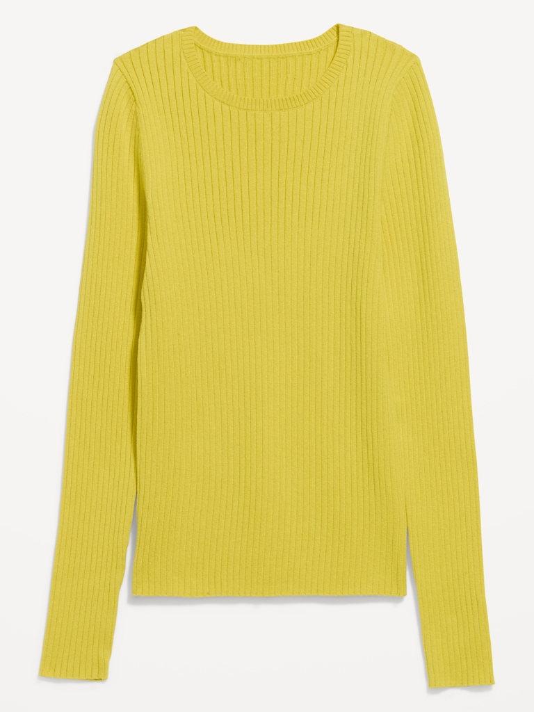 Crew-Neck Long-Sleeve Ribbed Top
