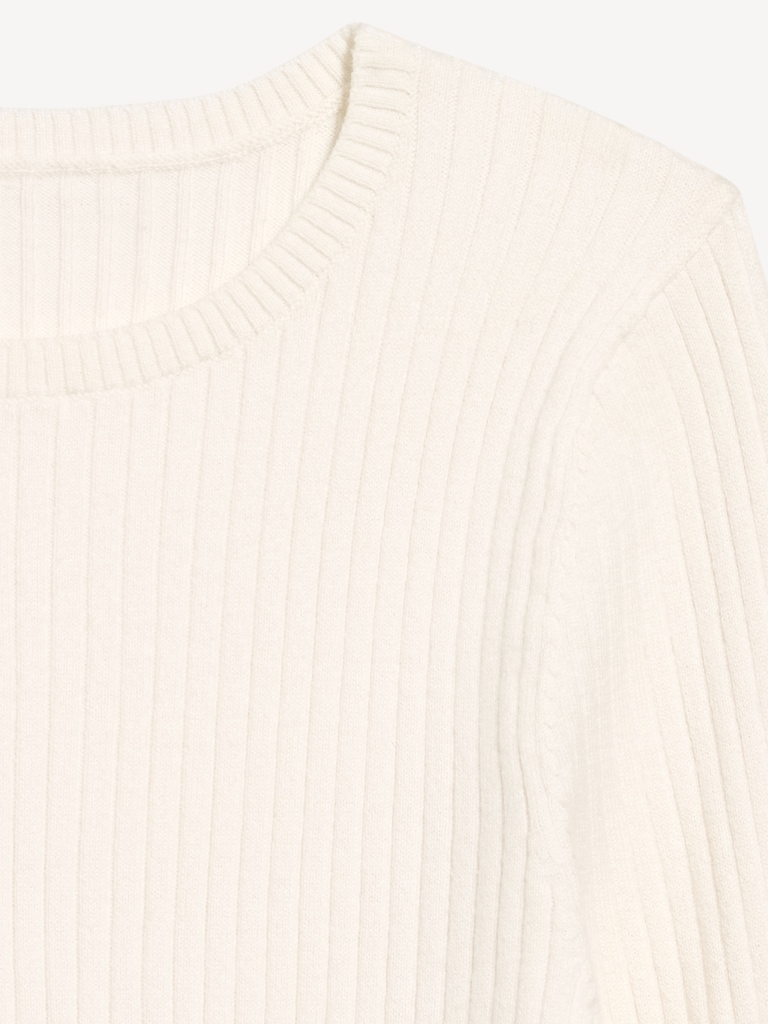 Crew-Neck Long-Sleeve Ribbed Top