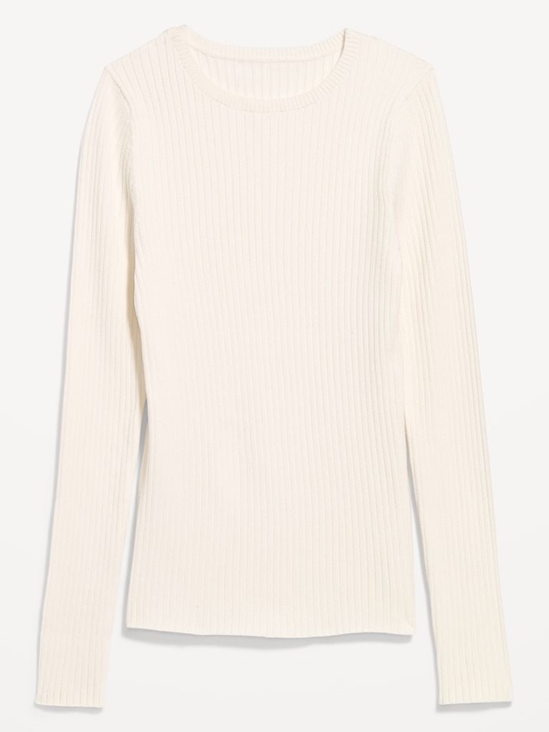 Crew-Neck Long-Sleeve Ribbed Top