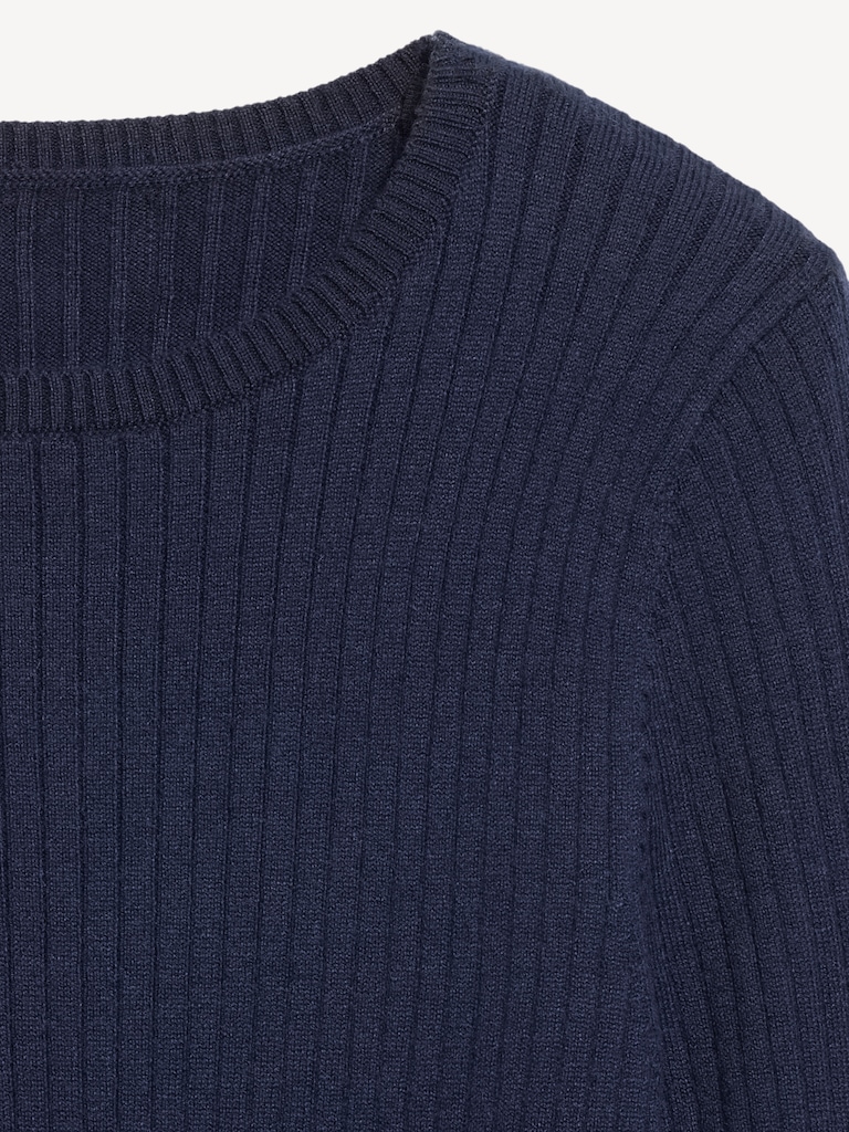 Crew-Neck Long-Sleeve Ribbed Top