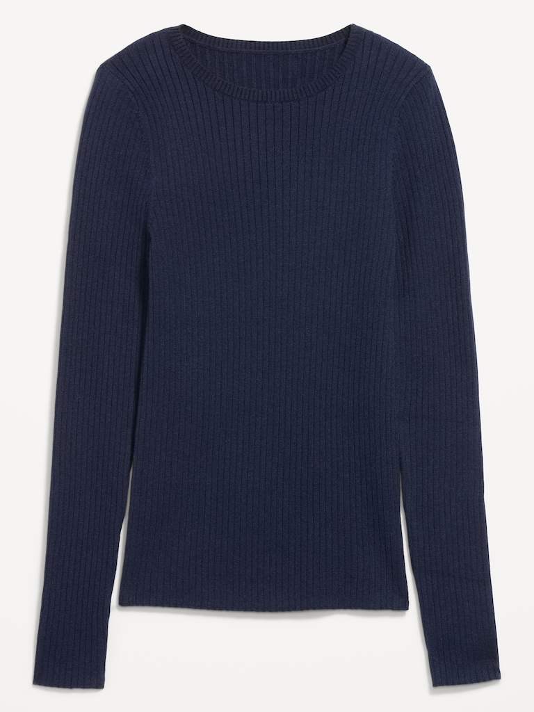 Crew-Neck Long-Sleeve Ribbed Top